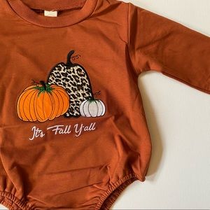 Embroidered baby long sleeve snap romper “it’s fall y’all” 12 months